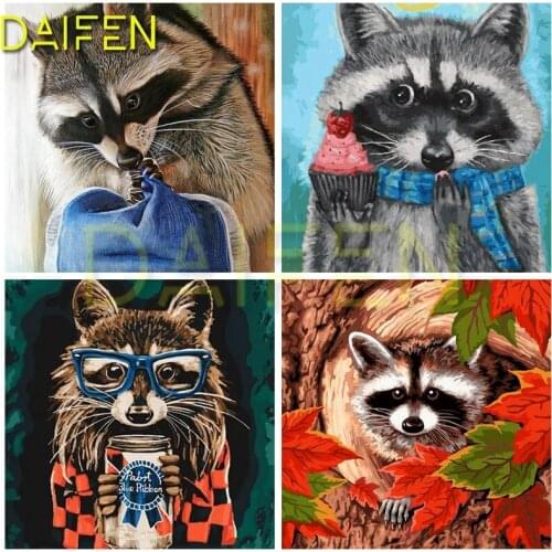 5DIY Diamond painting cupcake Full Square Diamond embroidery Cross stitch Cartoon raccoon Full Round Diamond mosaic Hamster beer