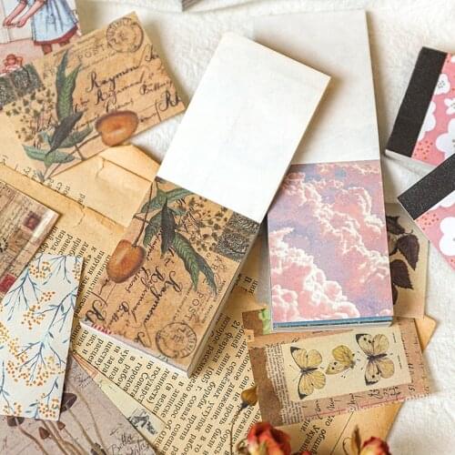 100Pcs Retro Plant Memo Pad Scrapbook DIY Diary Decorative Material Paper