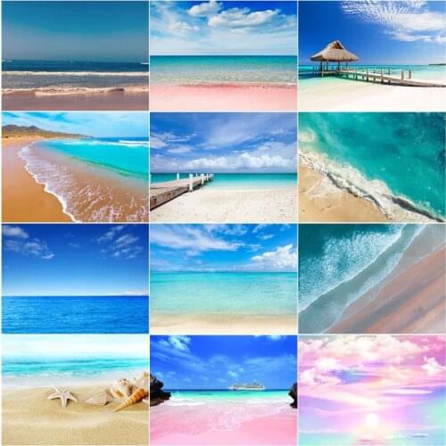Pink Beach Travel Scenery Diy 5D Diamond Paintings Seaside Full Square and Round Embroidery Mosaic Cross Handmade Home Decor