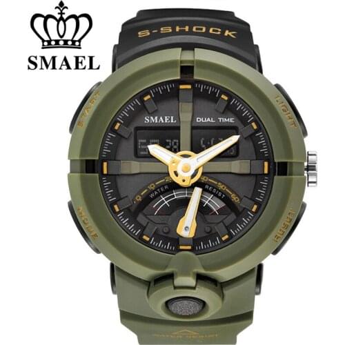 SMAEL Brand Fashion Men Sports Quartz Wristwatches Mens Electronic Dual Display LED Digital Watch Man Watches relogio masculino