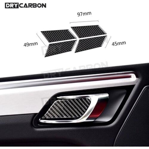 For Porsche Macan 2015-2018 Carbon Fiber Car Door Handle Interior Wrist Bowl Trim Cover Decals Sticker Accessories