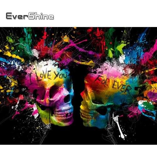 EverShine 5D Full Square Diamond Embroidery Portrait Diamond Painting Skeleton Cross Stitch Mosaic Picture Home Decor