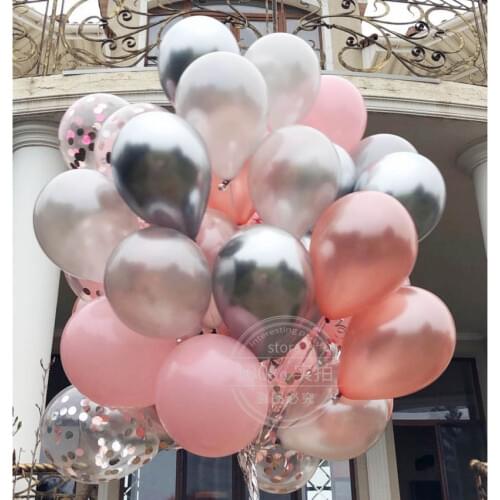 Rose Gold Balloons Confetti Set Chrome Metallic balloon Birthday Party Wedding Decoration Adult Kids Air Balls Helium globals