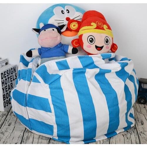 Cotton Canvas Stripes Storage Bags For Stuffed Plush Toys Travel Clothes Sundries Bag Large Capacity
