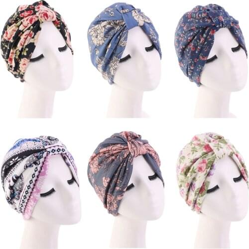 Indian Muslim Women Turban Hat Hair Loss Beanie Bonnet Caps Headwrap Underscarf Cancer Caps Chemo Headwear Printed Hats Islamic