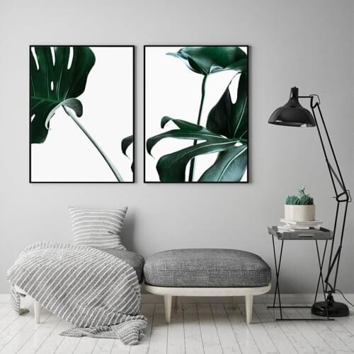 Nordic Style Canvas Painting Posters and Prints of Green Leaf Monstera Wall Art Picture for Home Decoration Modern Home Decor