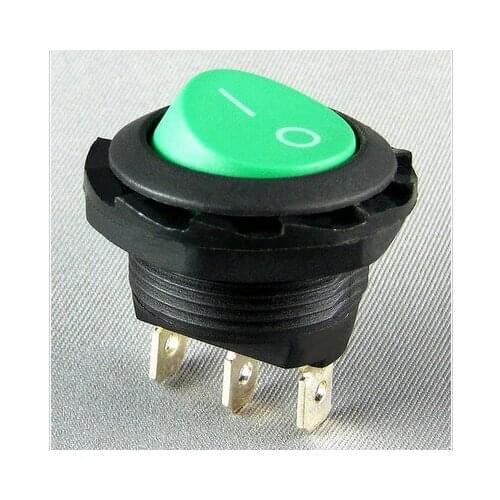 Round rocker switch KCD8 A1 KCD8 12N 6A 3-pin green button