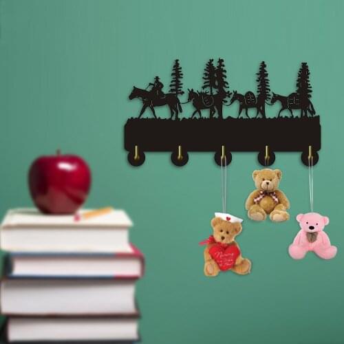 1Piece Forest Cowboy Riding Horse Robe Hook Clothes Coat Hat Towel Hooks Key Holder Home Decor Kitchen Bathroom Wall Hooks