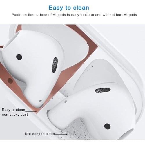 Metal Easy To Install Conformable Optional Dust Guard AirPod Skin Protective Sticker for Airpods Earphone Case Cover Shell Skin