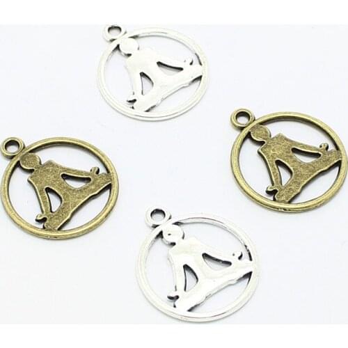 Sweet Bell 50pcs 20*23mm Fashion Vintage Metal Zinc Alloy Yoga Pendant Charms for Jewelry Charm Making Wholesale D1124