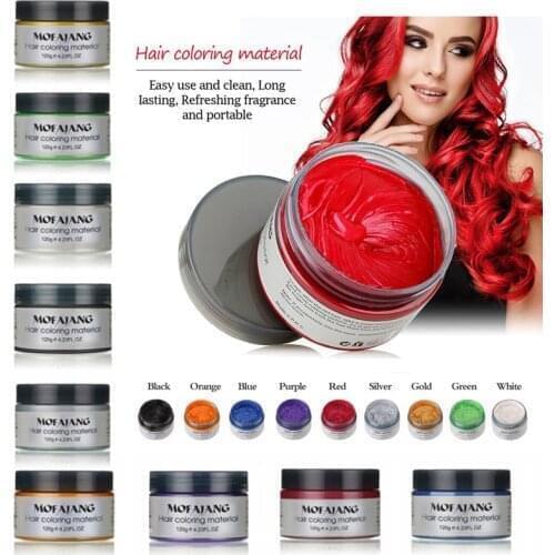 Mofajang Disposable Hair Color Wax 9 Colors Molding Paste Dye Sliver Grandma Green Hair Dye Wax Mud Cream
