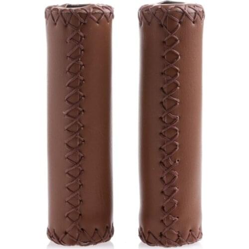 MTB BMX Road Mountain Bike Bicycle Cycling Stitched Leather Handlebar End Grips