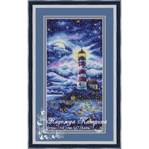 Starlight Lighthouse 29-46 Embroidery Cross Stitch Kit Patterns 11CT 14CT Needlework DIY Counted Cross Stitch Kits