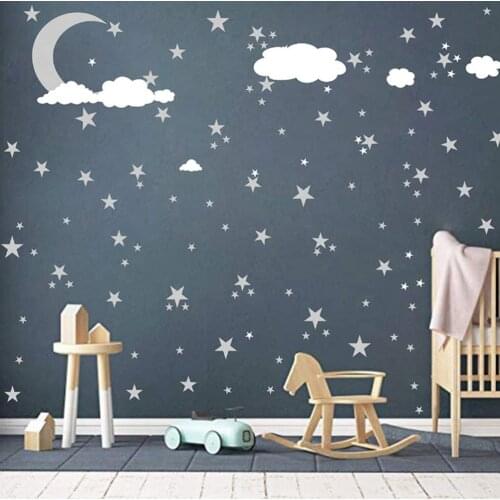 Creative Simplicity Wall Sticker Wall Decals Clouds Moon and Stars Wall Decal Kids Baby Room Decoration Nursery Wall Decorations