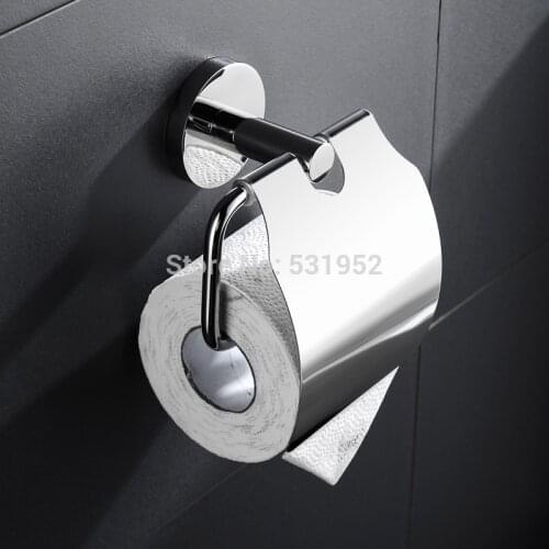 Wall Mount Toilet Paper Rool Holder With Cover Stainless Steel Chrome Finish Tissue Holder Bathroom Accessories