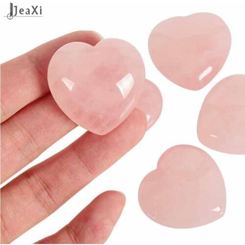 Natural Rose Quartz Heart-shaped Love Stone Crystal Heart Beads 45*45*20 mm Wedding Decor Healing Chakra fengshui Reiki Craft
