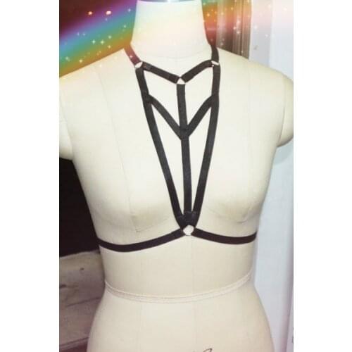New women black body harness cage bra sexy lingerie adult harness bra fetish liguero pastel goth pole dance exotic apparel