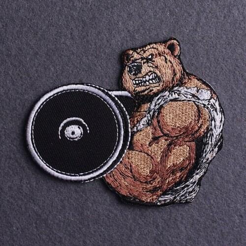 Punk Bear Patch Embroidered Patches For Clothing Animal Badge Patch Iron On Patches On Clothes Stripe Sewing Applique Skeleton