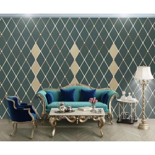 Custom 3D mural wallpaper light luxury European fresh line background wall gold line decorative painting