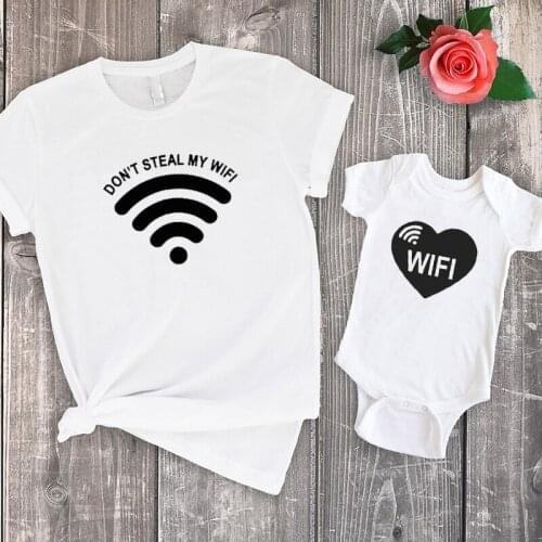 Casual Print Matching Family Tshirts Mother Daughter Gift Don't Steal My WIFI Shirts Birthday Family Matching Clothes
