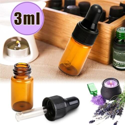 Arshen 3ml Eye Dropper Drop Aromatherapy Perfume Essential Oil Empty Dispenser Bottles Amber Glass Liquid Reagent Pipette Bottle