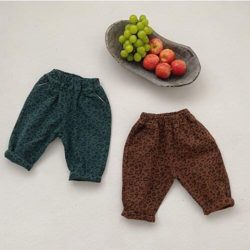 New Baby Girls Leopard Print Pants Fashion Boys Girls Pants Childrens Bottoms For Spring Autumn Kids Casual Cropped Trousers