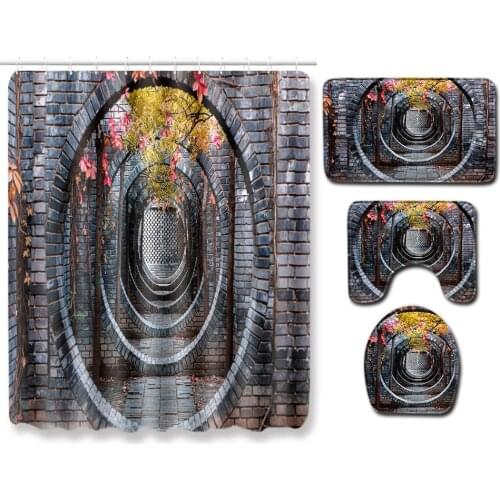 Shower Curtains for Bathroom Decor 3D Print Non-slip toilet mat Waterproof Polyester Fabric Bathroom Curtains carpet