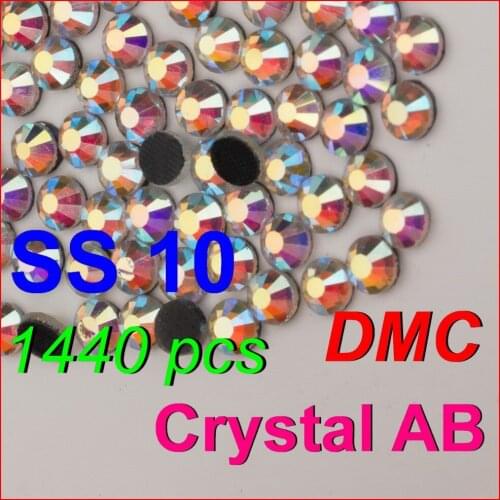 SS10 1440pcs/Bag Clear AB Crystal DMC HotFix FlatBack Rhinestones strass,iron heat transfer garment glass crystal stone glitters