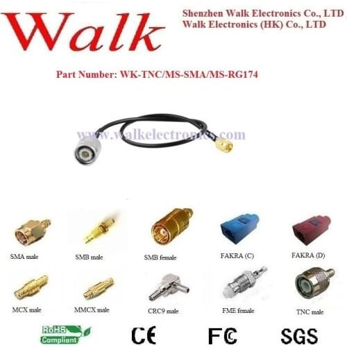 TNC male SMA male RG174 cable, tnc sma rg174 cable, tnc connector cable