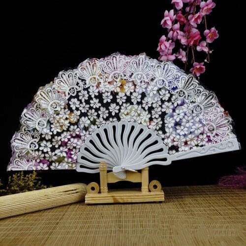 1pcs Flower Fans Wedding Folding Retro Fan Dance Decor Chinese Style Party Hand Held Flower Fans Abanico