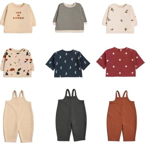 In Stock OZ 2021 Auntumn Kids Boys Sets Plus Velvet Sweater Pants Suit Baby Girls T-shirt Casual Cotton Fleece Sweaters Overalls