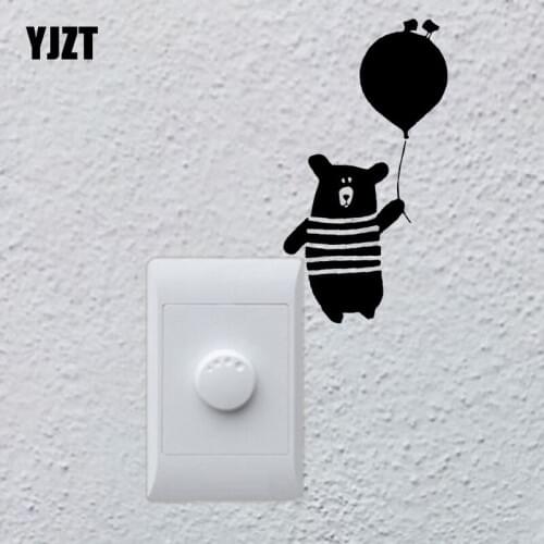 YJZT Lovely Bear Vinyl Switch Sticker Living Room Decor Funny Cartoon Wall Decal 17SS0388
