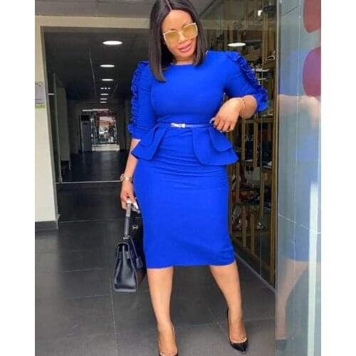 2021 Woman XXXL Plus Size WOMENS Dress Elegant Commuting High-waisted Solid Color Luxury Sexy Africa Pencil Dress Obesity