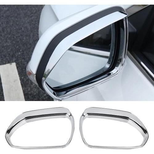 2PCS Silver Chrome ABS Rainproof Car Rearview Mirror Eyebrow Cover Trim Rain Shield for MG Zs Suv 2017-2018