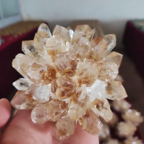 400-800g Rare new yellow phantom quartz crystal cluster specimen