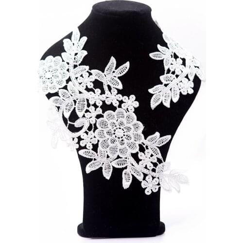 5pairs/lot) Off-White Sewing Floral Flower Motif Lace Applique ,Wedding Bridal Embroidery Lace patch