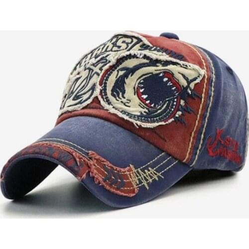 New Spring Summer Cotton Snapback Hip Hop Punk Fitted Cotton Man Woman Shark Pattern Grinding Multi Color Sunshade Baseball Cap