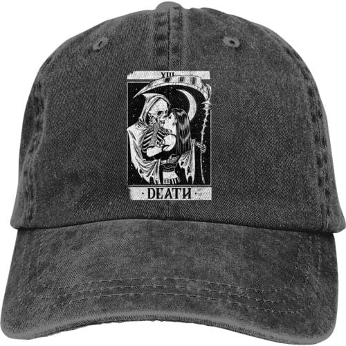 Blackcraft Vintage Death The Grim Reaper Kiss Tarot Card Baseball Cap cowboy hat Peaked cap Cowboy Bebop Hats Men and women hats
