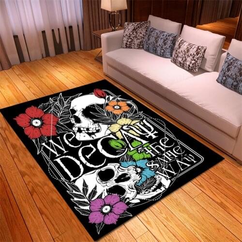Bohemian style psychedelic skull cartoon flower floor mat door mat non-slip mat carpet bedroom living room home decoration