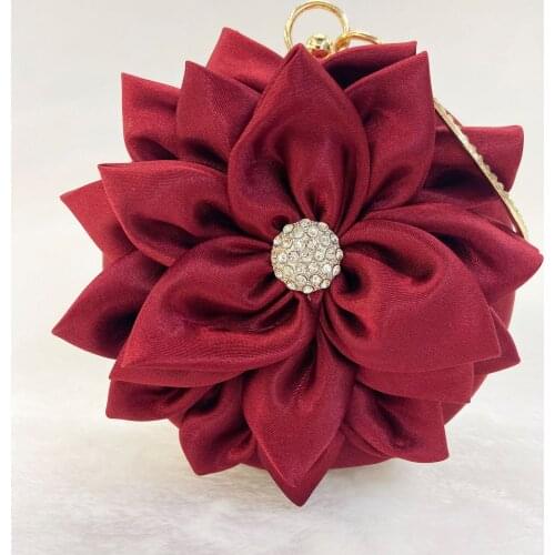 Chaliwini New Flower Dinner Bag Korean Fashion Silk Handbag Round Cheongsam Dress Banquet Evening Bag
