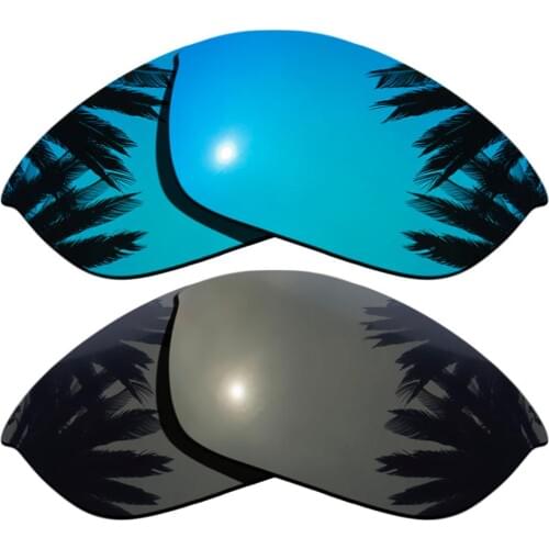 Black & Ice Blue Mirrored Polarized Replacement Lenses for Half Jacket 2.0 Frame 100% UVA & UVB