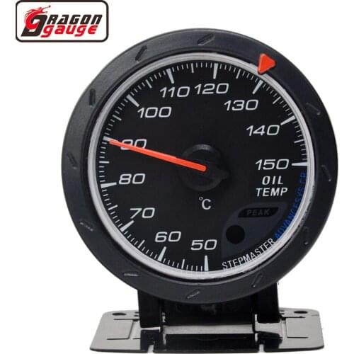Dragon 60mm Black Pointer Auto Car Oil Temp Gauge Temperature Celsius Stepper Motor Meter White and Red Light Free Shipping