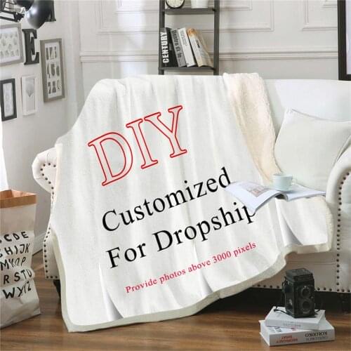 Custom Wolf Printed Throw Fleece Blanket Bedspread for Kids Girls Sofa Sherpa Blanket Couch Quilt DIY Design