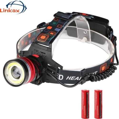Aluminum LED Headlamp T6+COB 10000lm 4 Modes Zoomable Hunting Fishing Headlight USB Rechargeable 18650 Head Torch Headlamps
