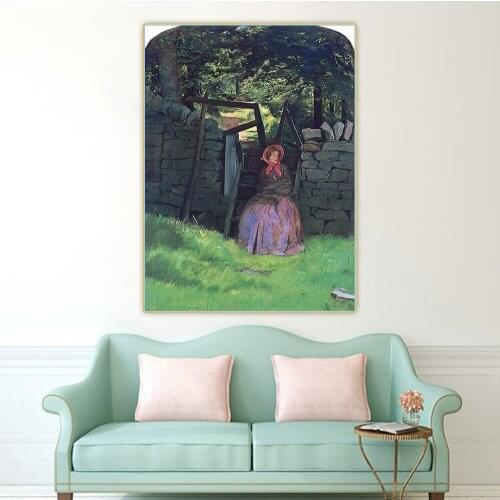 John Everett Millais《Waiting,1909》Canvas Oil Painting Artwork Poster Picture Wall Hanging Decor Home Living Room Decoration