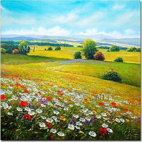 Handmade Outdoor Landscape Picture Paintings Art Modern Bedroom Decorative Knife Flower Oil Painting Wall Canvas Art Quality