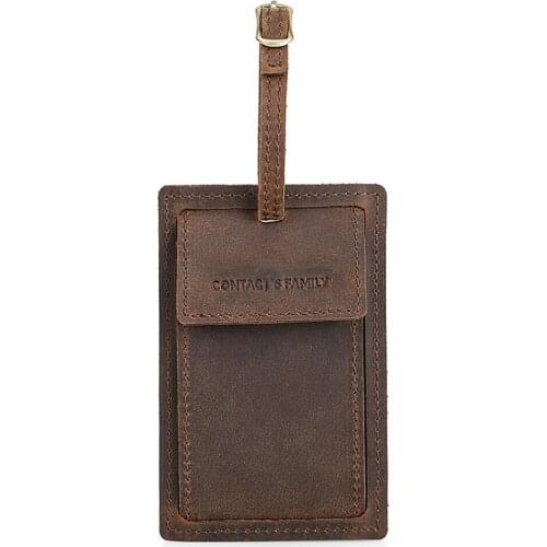 Leather Luggage Tag Portable Suitcase Baggage Listing Retro Backpacks ID Label Address Holder