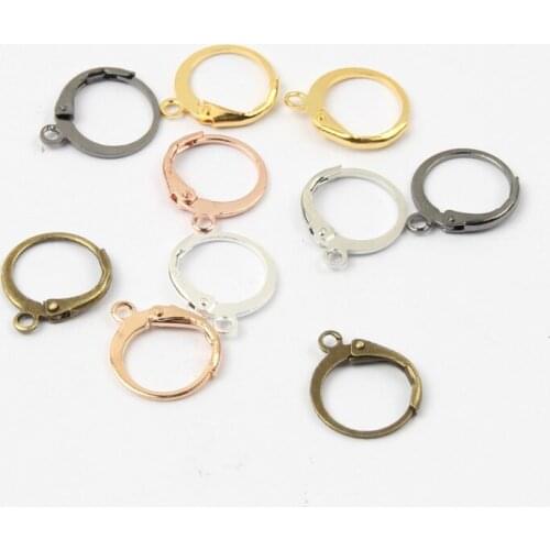 Round Multicolor 20PCS 14X12MM French Style Ear Wire Clip Hooks with Loop For Jewelry Making DIY Handmade Earring Accessories