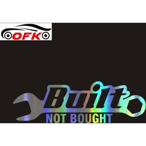 OFK Personality Laser Car Sticker Built Not Bought Automobiles Motorcycles Accessories Reflective JDM PVC Decal,20cm*6cm