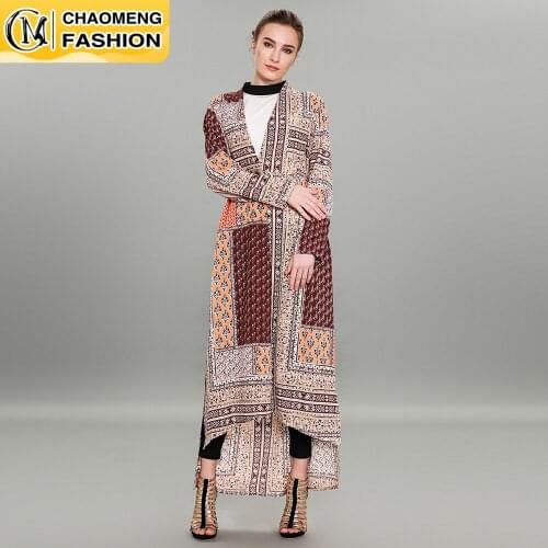 Middle East Fashion Chiffon Printing Modest Robe Muslim For Women Turkish Caftan Kaftan Islamic Clothing Maxi Kimono Dubai Abaya